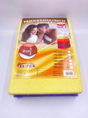 140×200 Frotte palags ar gumiju by El-Tex (gaiši dzeltens) - Image 2