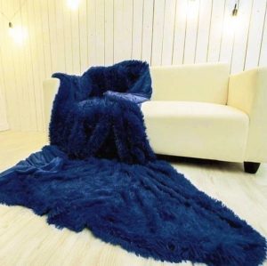 160×200  Pūkains gultas pārklājs/pleds (zils)