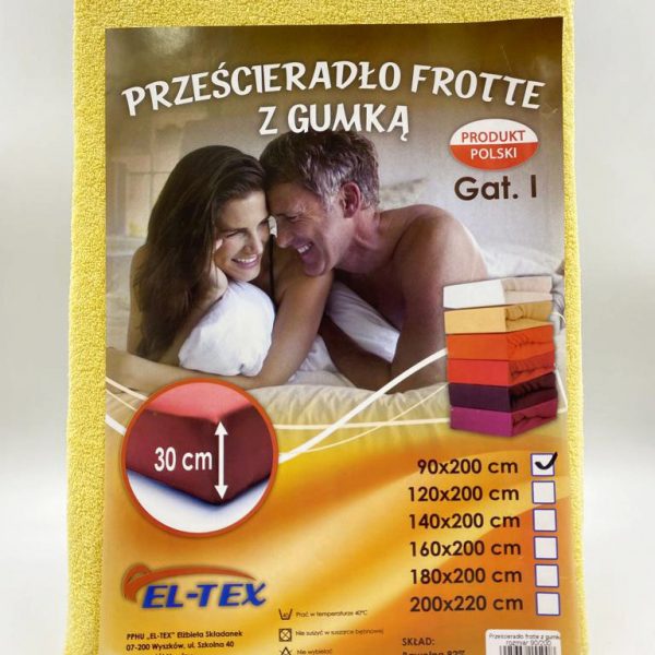 90×200 Frotte palags ar gumiju by El-Tex (gaiši dzeltens)