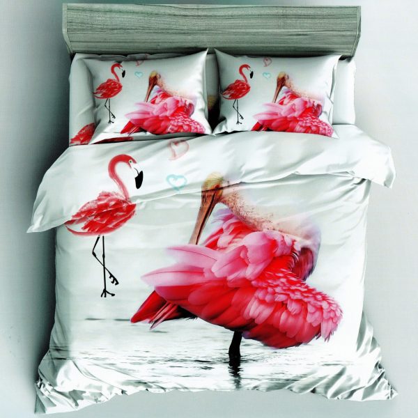200x220 Gultas veļas komplekts Flamingo by MILANO ar palagu/ 100% KOKVILNA SATĪNS