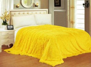 160×200  Pūkains gultas pārklājs-pleds (šdzeltens)