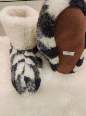 Aitas vilnas mājas čības (puszabāki) ar ādas zoli Merino Home WoolBoots - Image 2