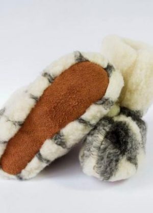 Aitas vilnas mājas čības (puszabāki) ar ādas zoli Merino Home WoolBoots - Image 3