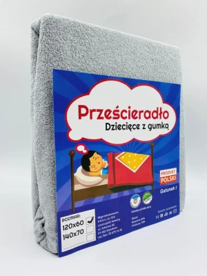 60×120 cm Bērnu kokvilnas Frotte palags ar gumiju (gaiši pelēks)