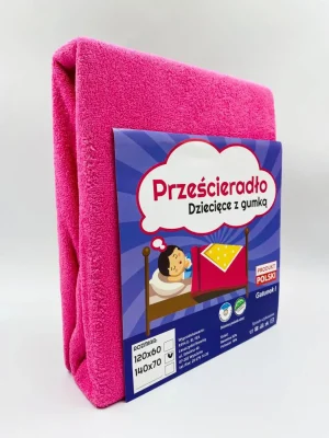 Frotte bērnu kokvilnas palags ar gumiju 70×140 cm (rozs)