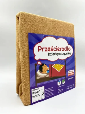 Frotte bērnu kokvilnas palags ar gumiju 70×140 cm (gaiši brūns)