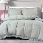 200×220 LUKS Klases Gultas veļas komplekts ar mežģīnēm by Cotton World/ 100% KOKVILNA SATĪNS (gaiši pelēks)