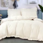 200×220 LUKS Klases Gultas veļas komplekts ar mežģīnēm by Cotton World/ 100% KOKVILNA SATĪNS (gaišs krēms)