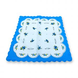 Elegants sieviešu auduma kabatlakatiņš 28×28 cm ar ziediem (gaiši zils) - Image 2