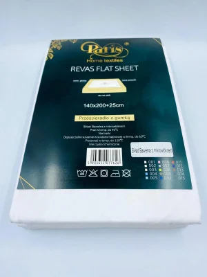 140×200 Palags ar gumiju by Paris Home Textiles (balts) - Image 2