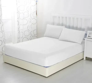 90×200 Palags ar gumiju by Cotton World / 100% kokvilna (balts)