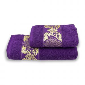 Liela izmēra Vannas dvielis TWO DOLPHINS violets/ Turcijas 100% kokvilna - Image 2