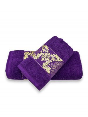 Liela izmēra Vannas dvielis TWO DOLPHINS violets/ Turcijas 100% kokvilna - Image 3