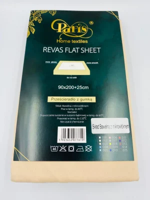 90×200 Palags ar gumiju by Paris Home Textiles (bēšs) - Image 2