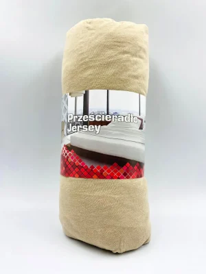 140×200 Trikotāžas palags ar gumiju Jersey 100% KOKVILNA (Bēšs) - Image 2