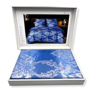 160×200 LUKS Klases Zīda gultas veļas komplekts ar palagu (zils) - Image 5