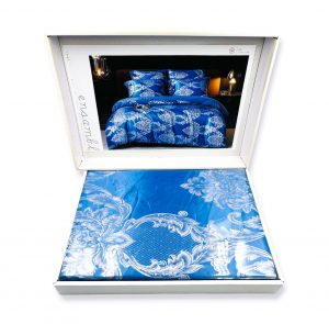 160×200 LUKS Klases Zīda gultas veļas komplekts ar palagu (zils) - Image 4