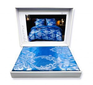 160×200 LUKS Klases Zīda gultas veļas komplekts ar palagu (zils) - Image 3