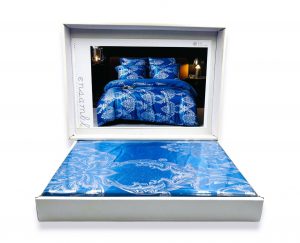 160×200 LUKS Klases Zīda gultas veļas komplekts ar palagu (zils) - Image 2