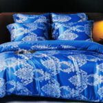 160×200 LUKS Klases Zīda gultas veļas komplekts ar palagu (zils)