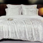 200×220 LUKS Klases Zīda gultas veļas komplekts ar palagu (balts)