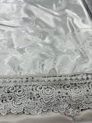 200×220 LUKS Klases Zīda gultas veļas komplekts ar palagu (gaiši pelēks) - Image 5