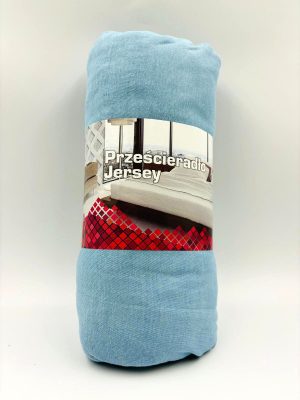 140×200 Trikotāžas palags ar gumiju Jersey 100% KOKVILNA (Gaiši zils) - Image 2