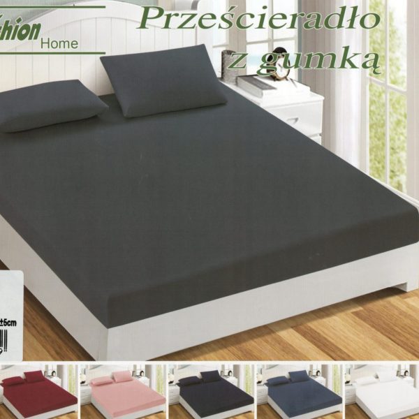 90×200 Palags ar gumiju by Fashion Home Textiles / 100% kokvilna satīns (zils)