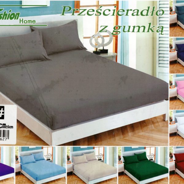 90×200 Palags ar gumiju by Paris Home Textiles / 100% kokvilna satīns (pelēks)