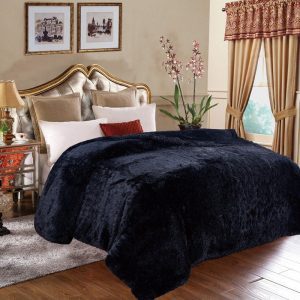 220×240  Pūkains gultas pārklājs-pleds (melns)