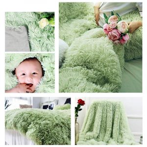 220×240  Pūkains gultas pārklājs-pleds (pistāciju krāsa) - Image 2