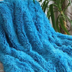 220×240  Pūkains gultas pārklājs-pleds (tirkīza) - Image 2