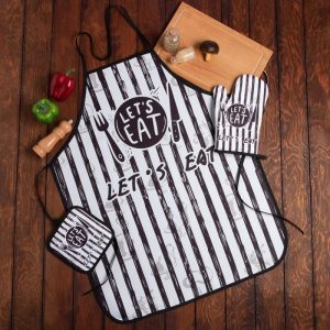 Virtuves komplekts karstumizturīgs cimds, paliktnis, priekšauts