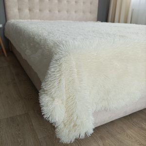 200×220  Pūkains gultas pārklājs-pleds (krēmīgi balts) - Image 4