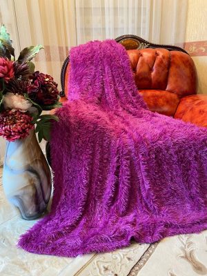 160×200  Pūkains gultas pārklājs/pleds (aveņu) - Image 2