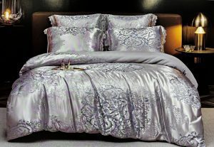 160×200 LUKS Klases Zīda gultas veļas komplekts ar palagu (gaiši pelēks)