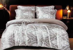160×200 LUKS Klases Zīda gultas veļas komplekts ar palagu (gaiši pelēks)