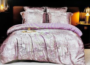 160×200 LUKS Klases Zīda gultas veļas komplekts ar palagu (gaiši violets)