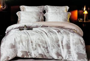 160×200 LUKS Klases Zīda gultas veļas komplekts ar palagu (gaiši pelēks)