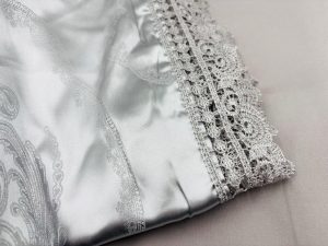 160×200 LUKS Klases Zīda gultas veļas komplekts ar palagu (gaiši pelēks) - Image 4