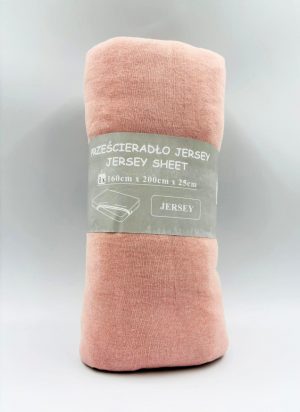 160×200 Trikotāžas palags ar gumiju Jersey 100% kokvilna (gaiši rozs) - Image 2