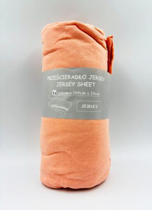 160×200 Trikotāžas palags ar gumiju Jersey 100% kokvilna (gaiši oranžs) - Image 2