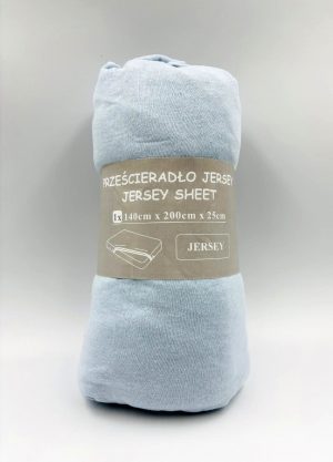 140×200 Trikotāžas palags ar gumiju Jersey 100% KOKVILNA (Gaiši zils) - Image 2