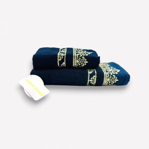 Luks klases vannas dvielis Two Dolphins tumši zils / Turcija 100% kokvilna 70×140 cm (liela izmēra) - Image 2