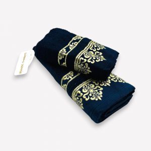 Luks klases vannas dvielis Two Dolphins tumši zils / Turcija 100% kokvilna 70×140 cm (liela izmēra) - Image 3