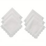 Balti auduma kabatlakatiņi ar mežģīnēmi 30×30 cm