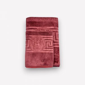 Luks klases vannas dvielis ar Versace simboliku Bordo 50×90 cm (vidēja lieluma) - Image 6