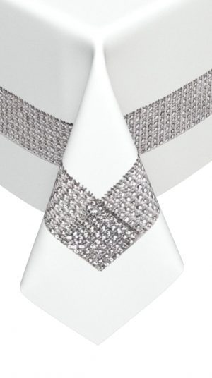 Galdauts ar Swarovskib kristāliem, balts 85×85 cm - Image 2
