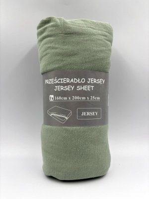 160×200 Trikotāžas palags ar gumiju Jersey 100% kokvilna (zaļš) - Image 2