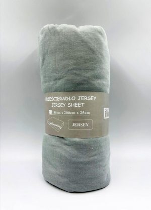 180×200 Trikotāžas palags ar gumiju Jersey 100% kokvilna (zilgaini pelēks) - Image 2